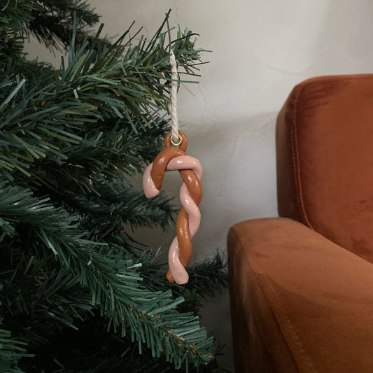 Ornement de sapin de Noël : Sucre d'orge fait main